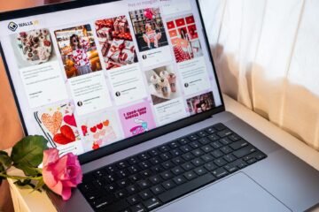 pink rose on the laptop